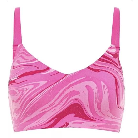 Pink Marble Print Wireless Bra Comfort Adjustable Everyday Bralette‎ - Picture 4 of 5